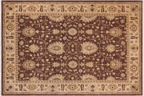handmade Transitional Kafkaz Brown Beige Hand Knotted RECTANGLE 100% WOOL area rug 9' x 12'