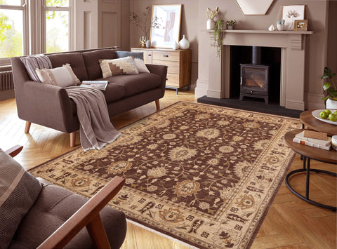 handmade Transitional Kafkaz Brown Beige Hand Knotted RECTANGLE 100% WOOL area rug 9' x 12'