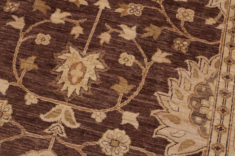 handmade Transitional Kafkaz Brown Beige Hand Knotted RECTANGLE 100% WOOL area rug 9' x 12'