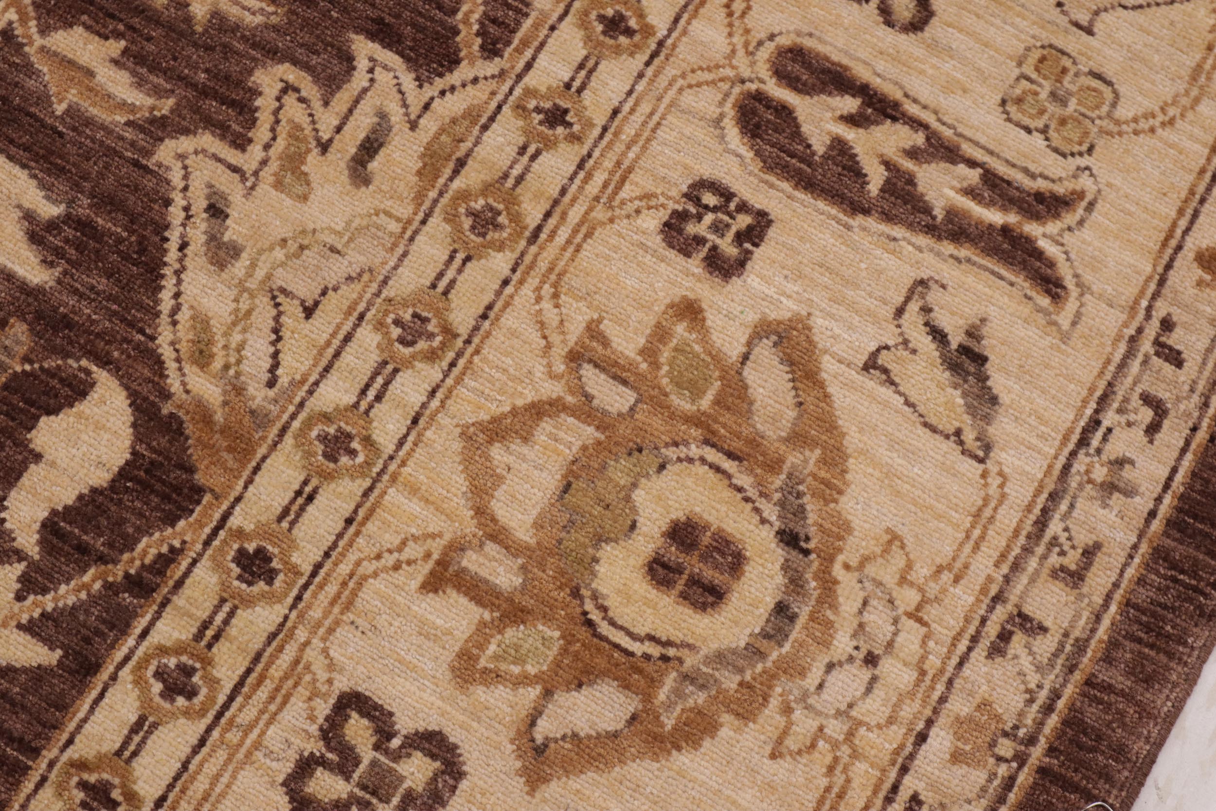 handmade Transitional Kafkaz Brown Beige Hand Knotted RECTANGLE 100% WOOL area rug 9' x 12'