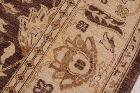 handmade Transitional Kafkaz Brown Beige Hand Knotted RECTANGLE 100% WOOL area rug 9' x 12'
