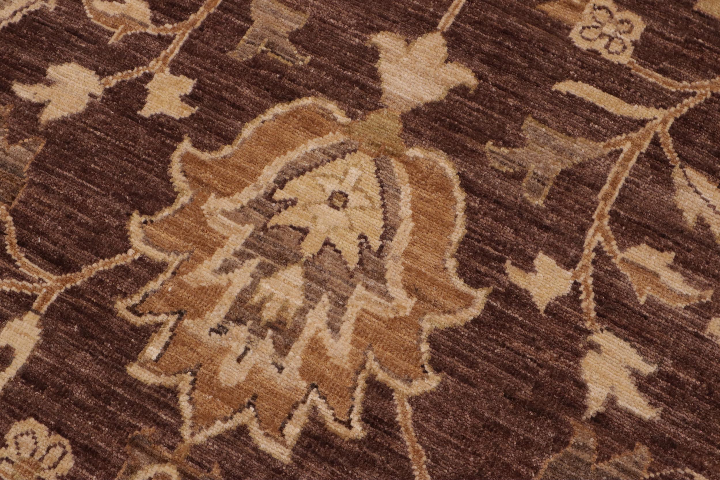 handmade Transitional Kafkaz Brown Beige Hand Knotted RECTANGLE 100% WOOL area rug 9' x 12'