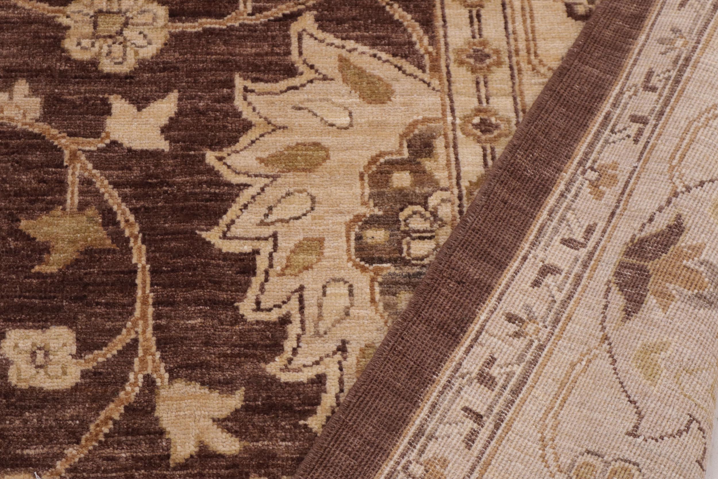 handmade Transitional Kafkaz Brown Beige Hand Knotted RECTANGLE 100% WOOL area rug 9' x 12'
