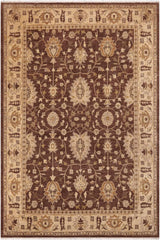 handmade Traditional Kafkaz Brown Beige Hand Knotted RECTANGLE 100% WOOL area rug 9X12