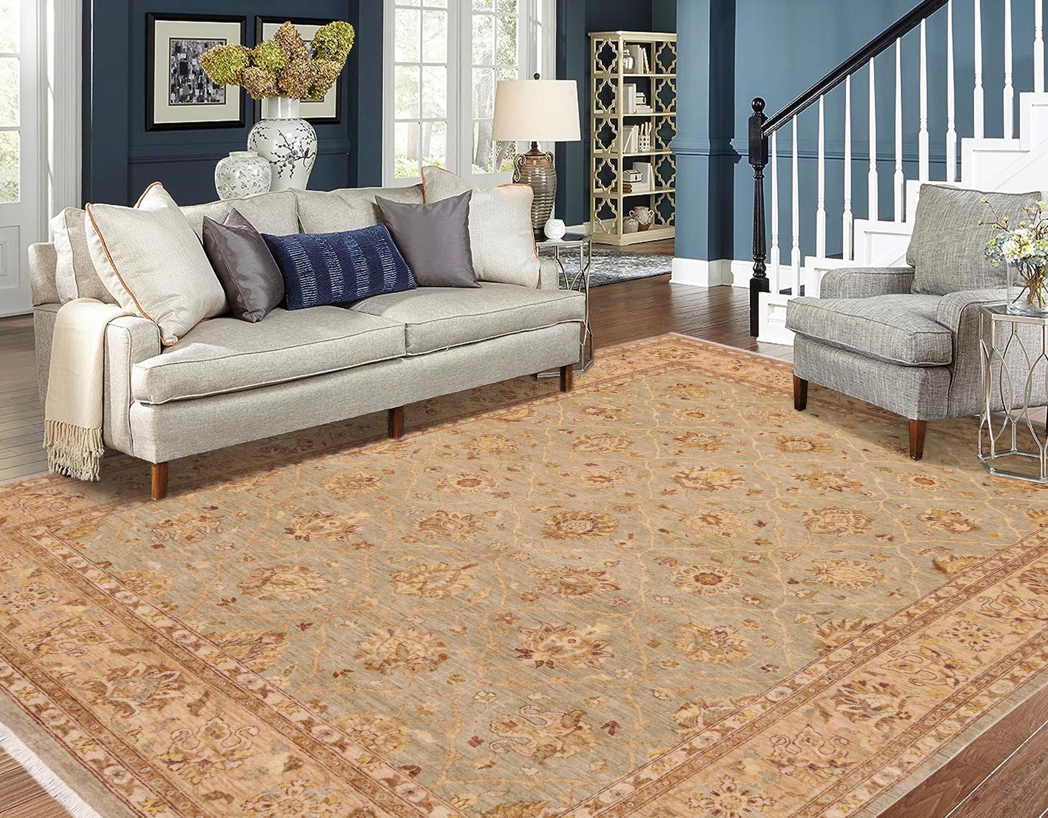 handmade Traditional Kafkaz Lt. Gray Lt. Green Hand Knotted RECTANGLE 100% WOOL area rug 9x12