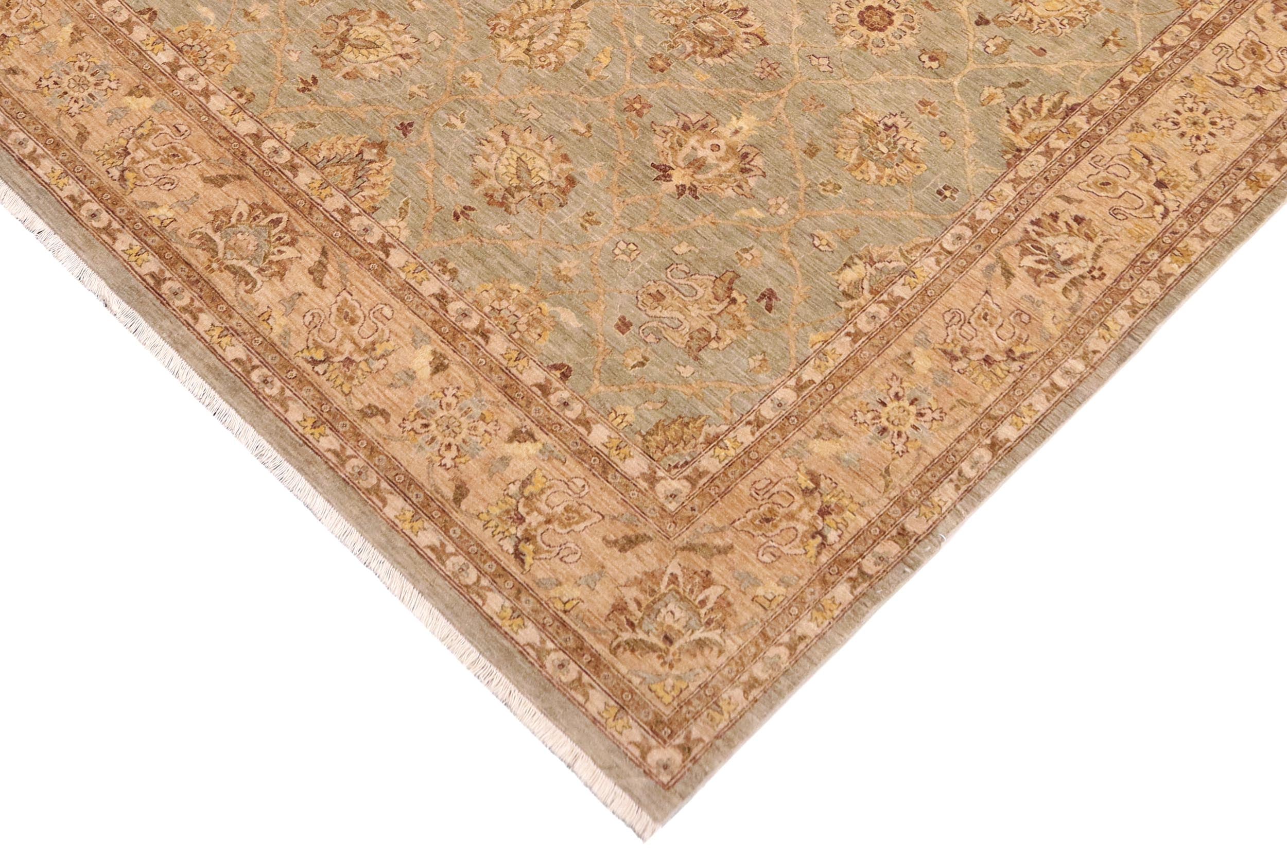 handmade Traditional Kafkaz Lt. Gray Lt. Green Hand Knotted RECTANGLE 100% WOOL area rug 9x12