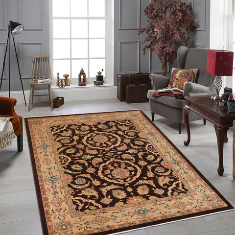 handmade Traditional Kafkaz Brown Tan Hand Knotted RECTANGLE 100% WOOL area rug 9x12