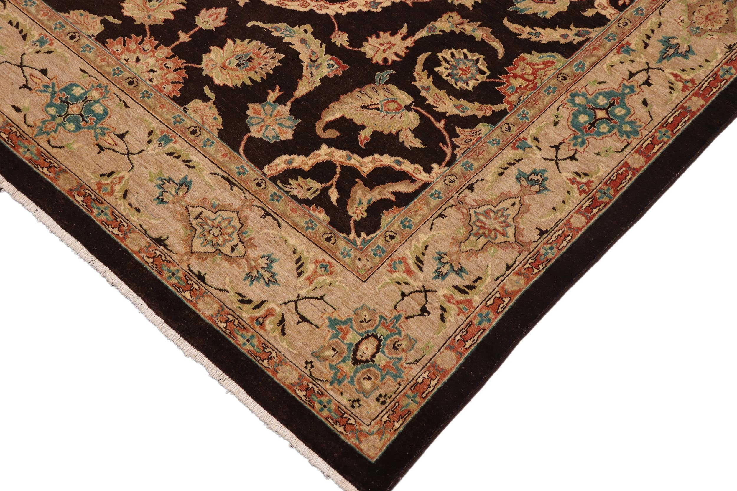 handmade Traditional Kafkaz Brown Tan Hand Knotted RECTANGLE 100% WOOL area rug 9x12