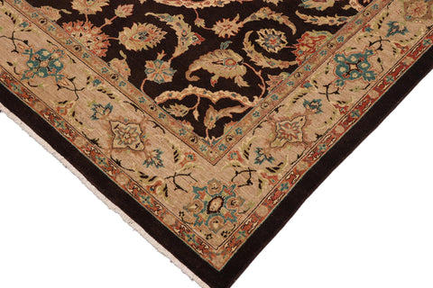 handmade Traditional Kafkaz Brown Tan Hand Knotted RECTANGLE 100% WOOL area rug 9x12