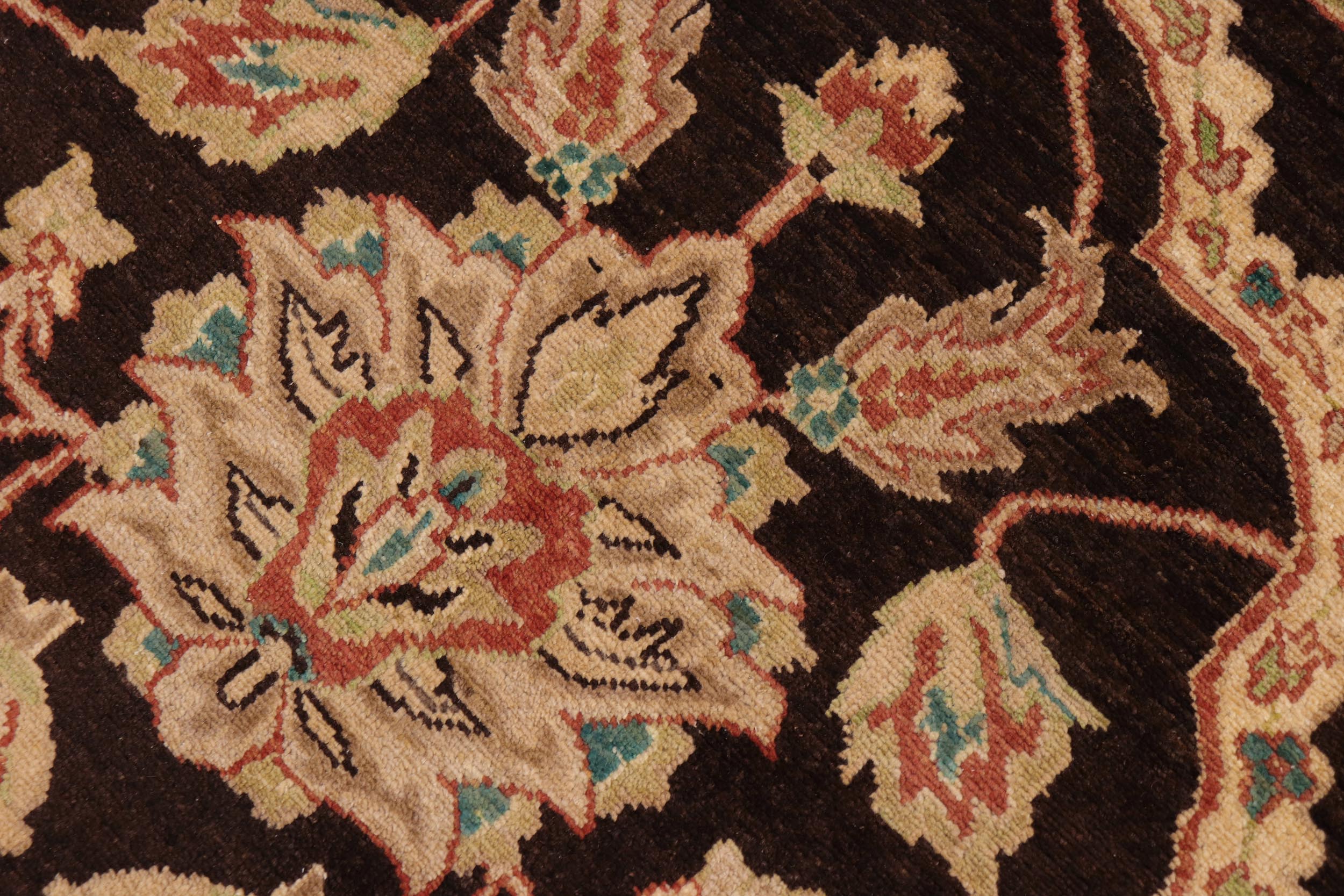 handmade Traditional Kafkaz Brown Tan Hand Knotted RECTANGLE 100% WOOL area rug 9x12