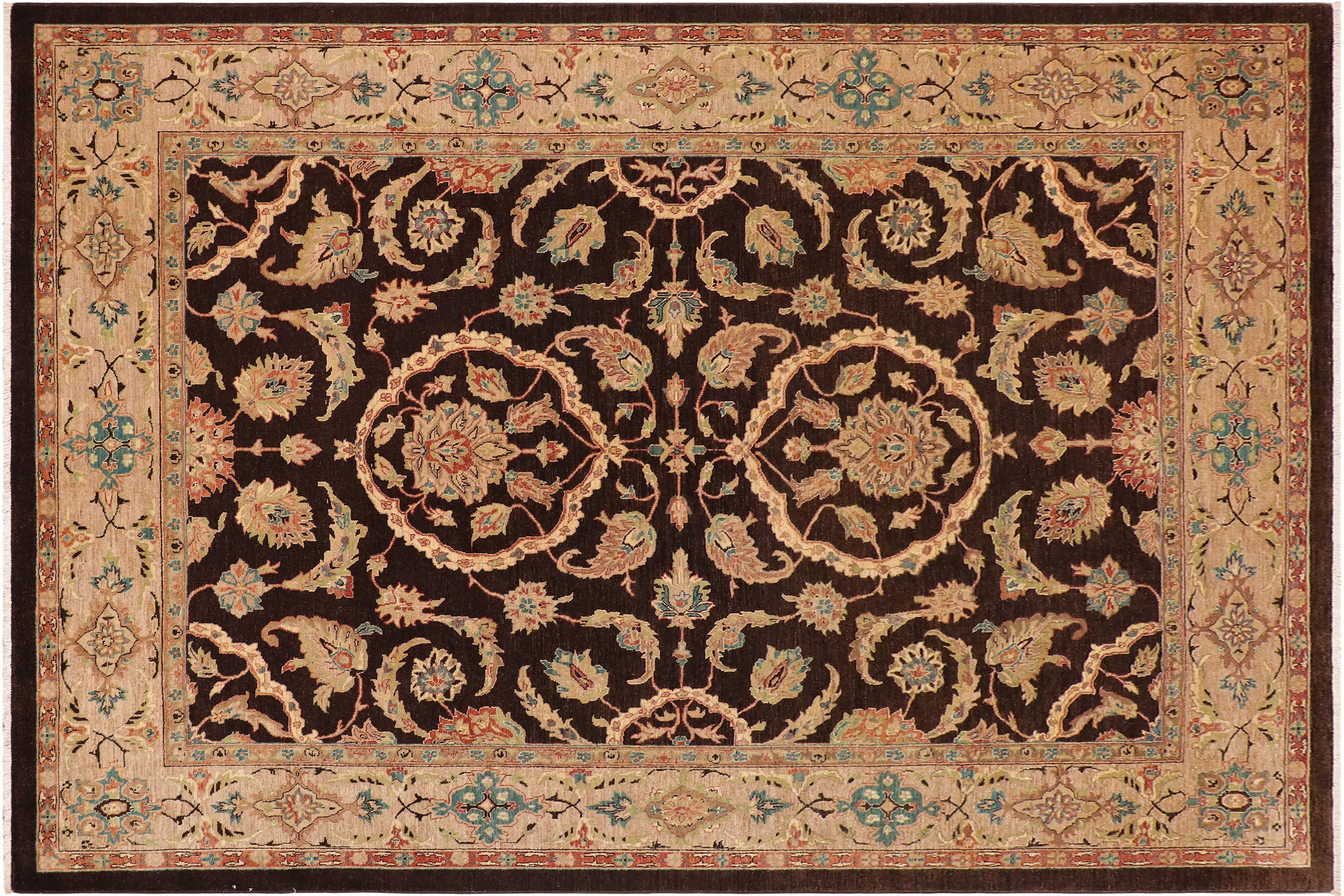 handmade Traditional Kafkaz Brown Tan Hand Knotted RECTANGLE 100% WOOL area rug 9x12