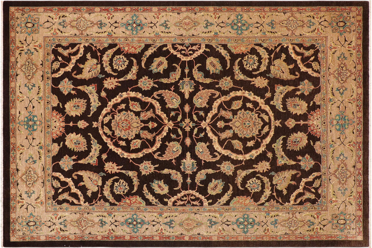 handmade Traditional Kafkaz Brown Tan Hand Knotted RECTANGLE 100% WOOL area rug 9x12
