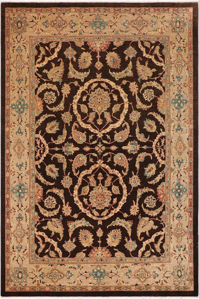 handmade Traditional Kafkaz Brown Tan Hand Knotted RECTANGLE 100% WOOL area rug 9X12