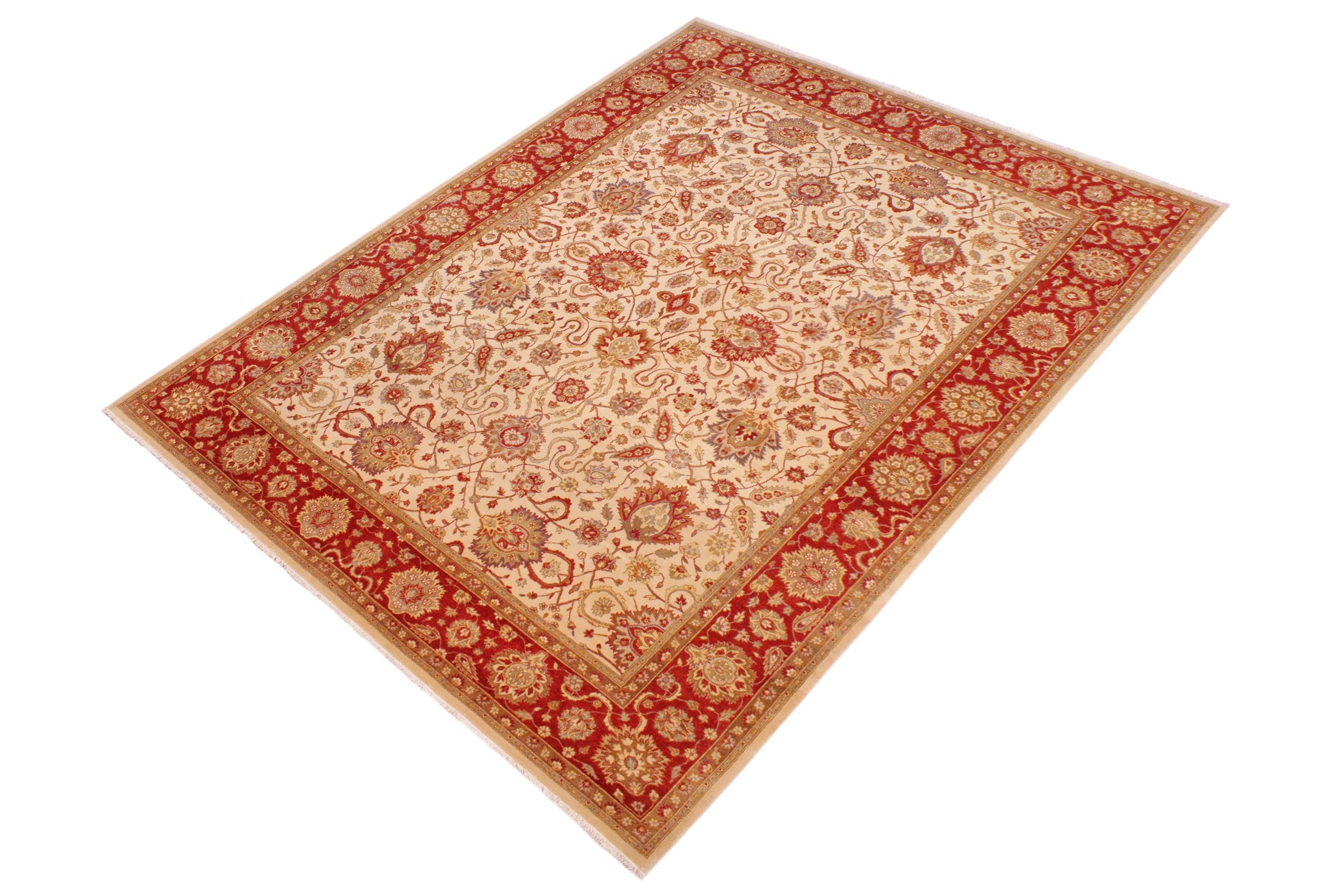 handmade Traditional Kashan Tan Rust Hand Knotted RECTANGLE 100% WOOL area rug 9' x 12'