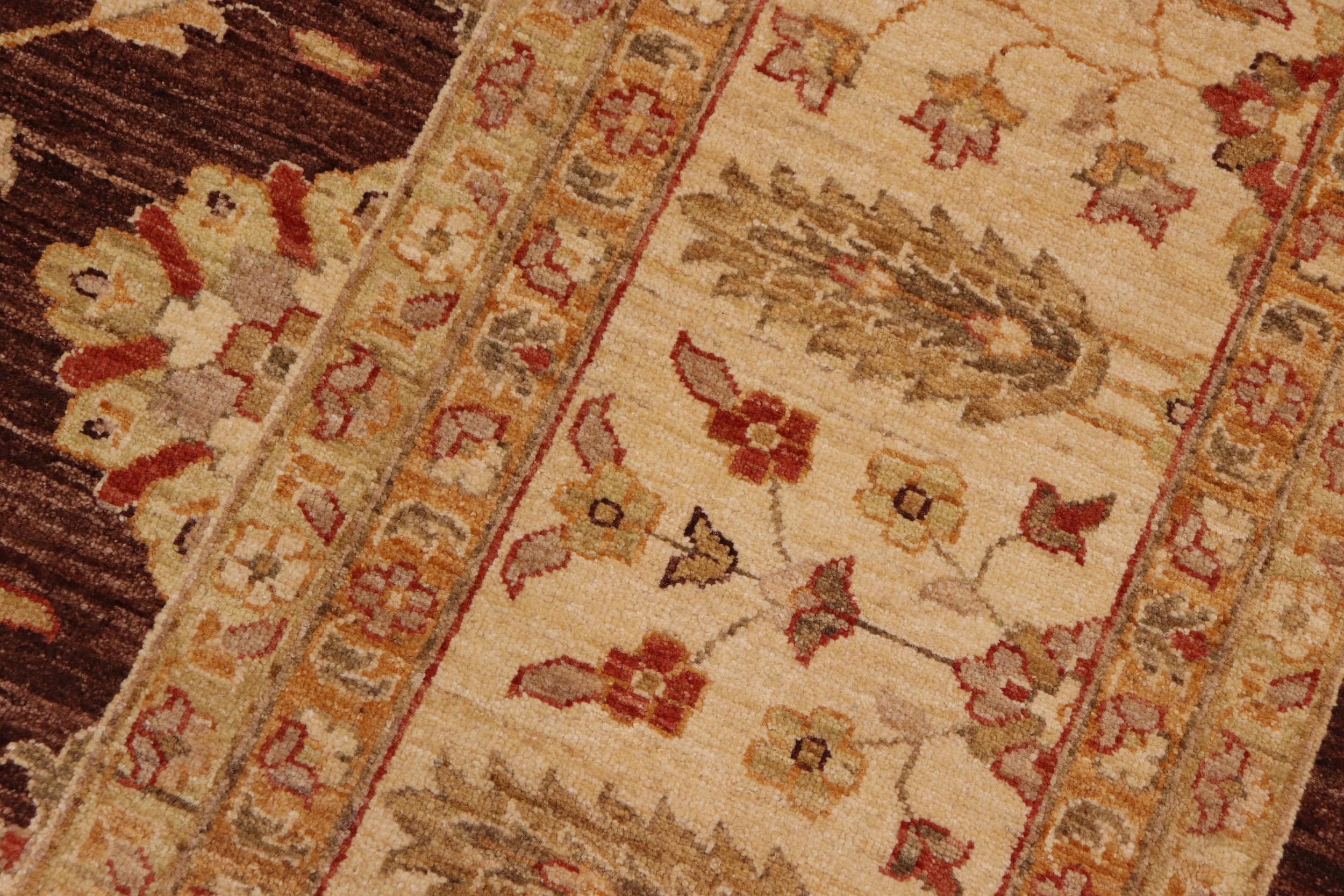 handmade Transitional Kafkaz Brown Beige Hand Knotted RECTANGLE 100% WOOL area rug 9' x 11'