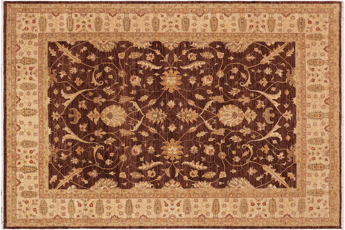 handmade Transitional Kafkaz Brown Beige Hand Knotted RECTANGLE 100% WOOL area rug 9' x 11'