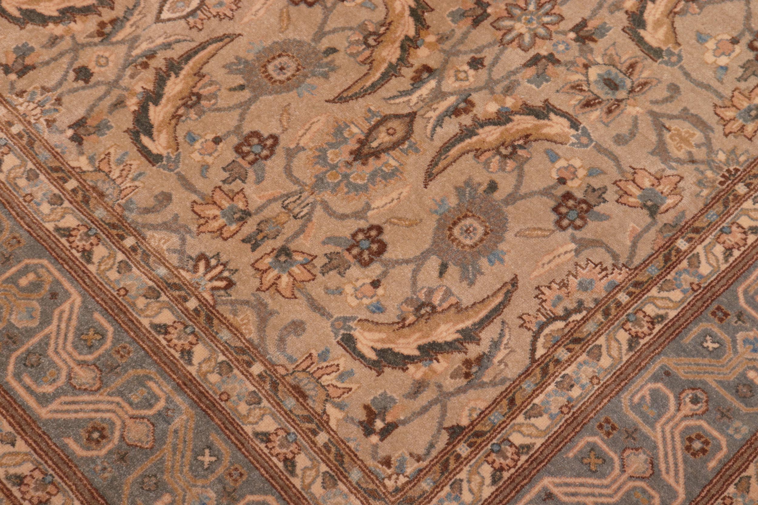 handmade Transitional Lahore Lt. Gray Lt. Green Hand Knotted RECTANGLE 100% WOOL area rug 6' x 9'