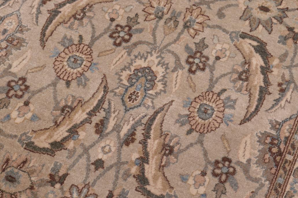 handmade Traditional Lahore Lt. Gray Lt. Green Hand Knotted RECTANGLE 100% WOOL area rug 6'X9'