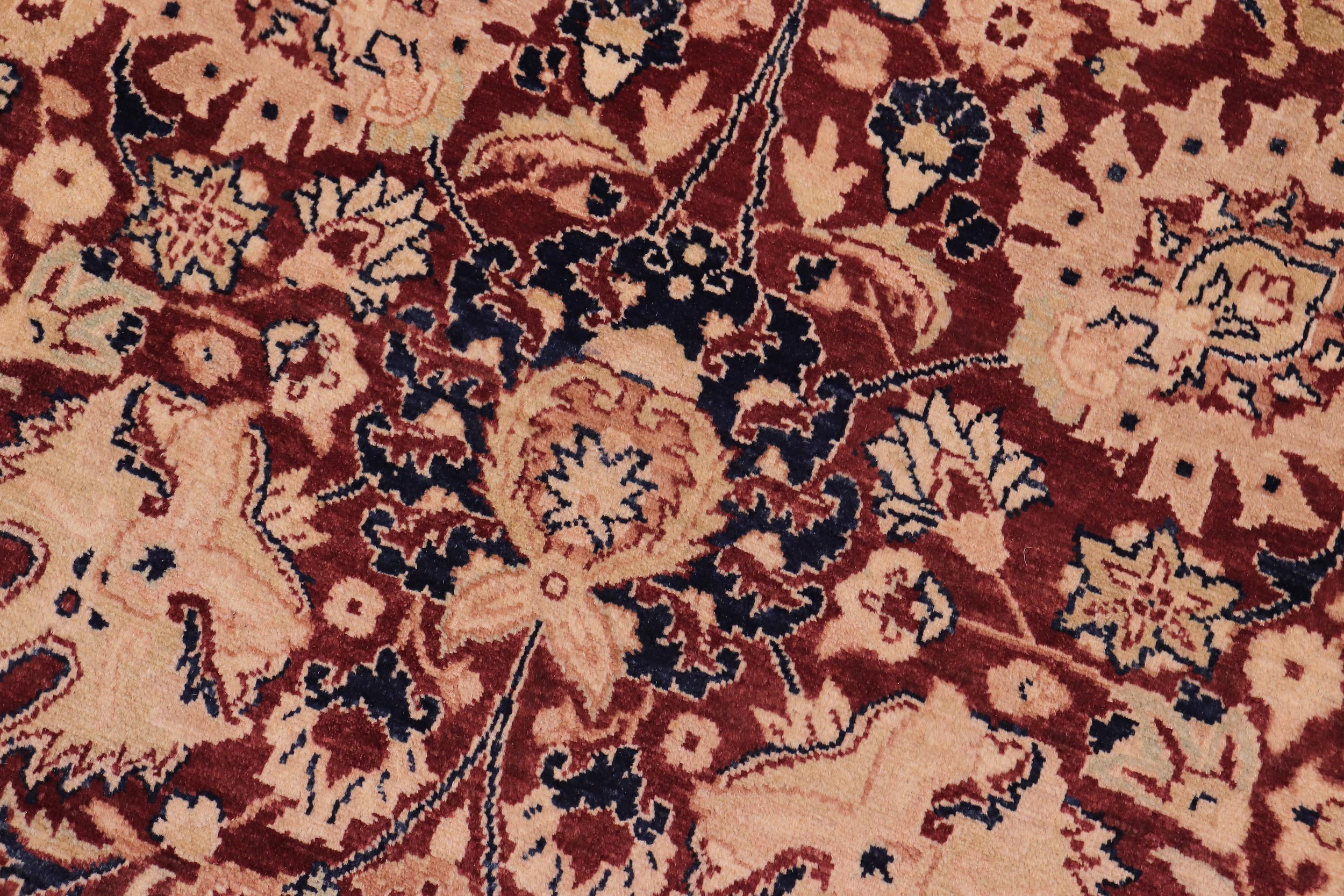 handmade Transitional Kirman Aubergine Blue Hand Knotted RECTANGLE 100% WOOL area rug 6 x 9