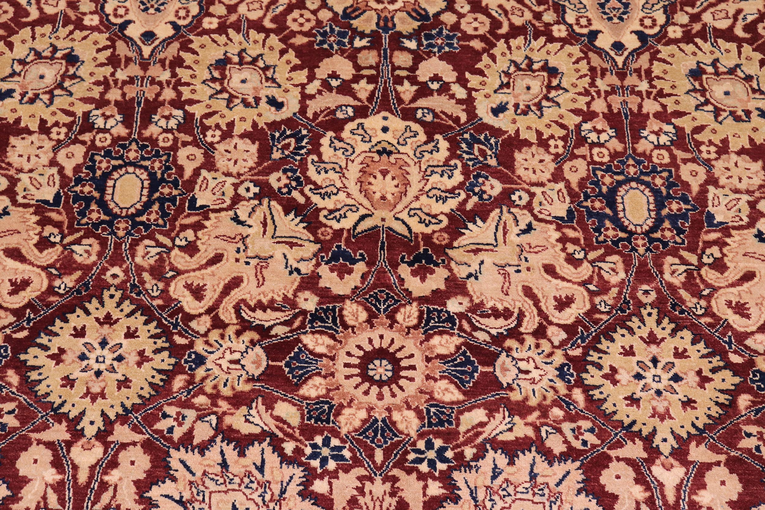 handmade Transitional Kirman Aubergine Blue Hand Knotted RECTANGLE 100% WOOL area rug 6 x 9