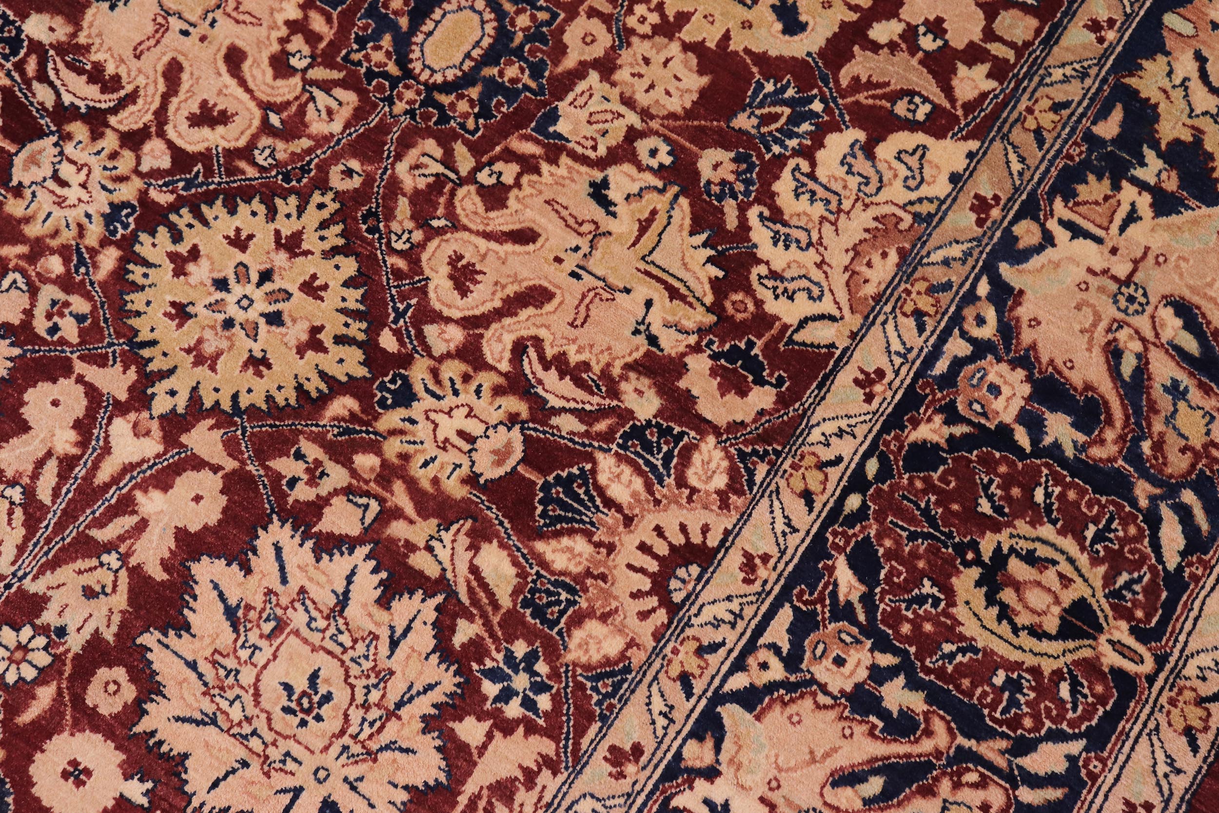 handmade Transitional Kirman Aubergine Blue Hand Knotted RECTANGLE 100% WOOL area rug 6 x 9