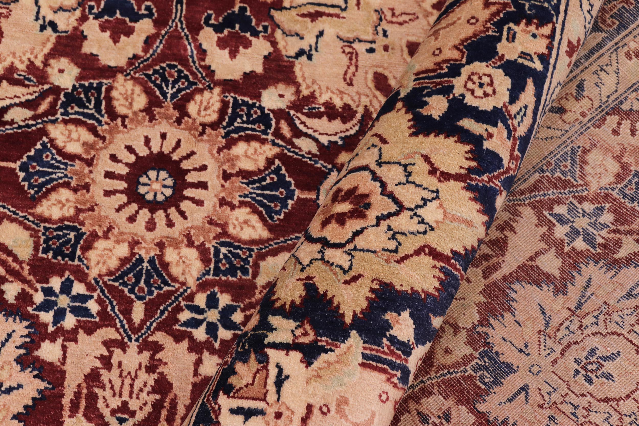 handmade Transitional Kirman Aubergine Blue Hand Knotted RECTANGLE 100% WOOL area rug 6 x 9