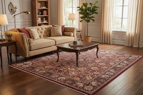 handmade Transitional Kirman Aubergine Blue Hand Knotted RECTANGLE 100% WOOL area rug 6 x 9