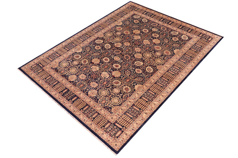 handmade Transitional Tabriz Blue Blue Hand Knotted RECTANGLE 100% WOOL area rug 6 x 9