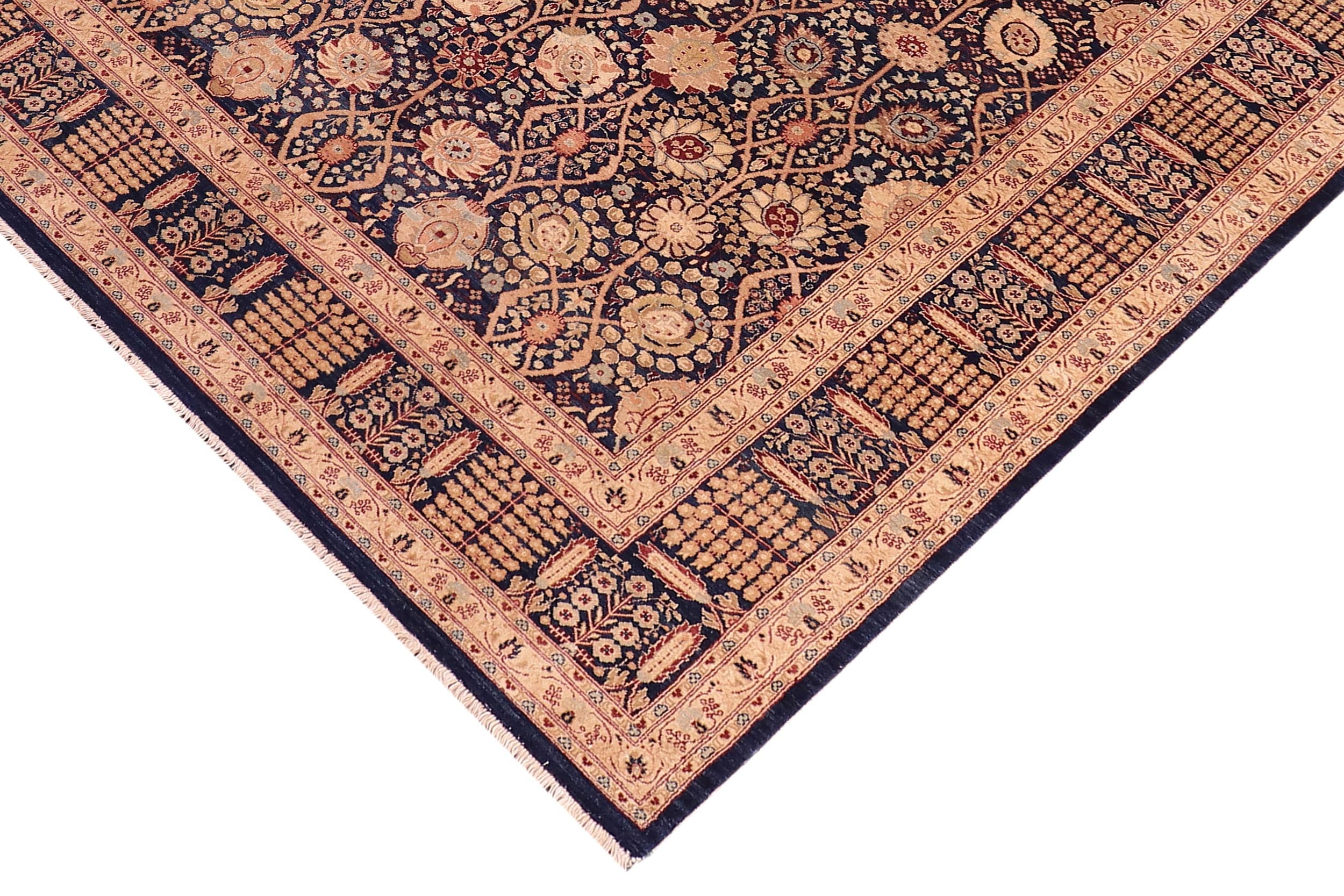 handmade Transitional Tabriz Blue Blue Hand Knotted RECTANGLE 100% WOOL area rug 6 x 9
