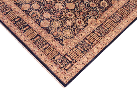 handmade Transitional Tabriz Blue Blue Hand Knotted RECTANGLE 100% WOOL area rug 6 x 9