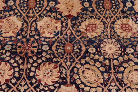 handmade Transitional Tabriz Blue Blue Hand Knotted RECTANGLE 100% WOOL area rug 6 x 9