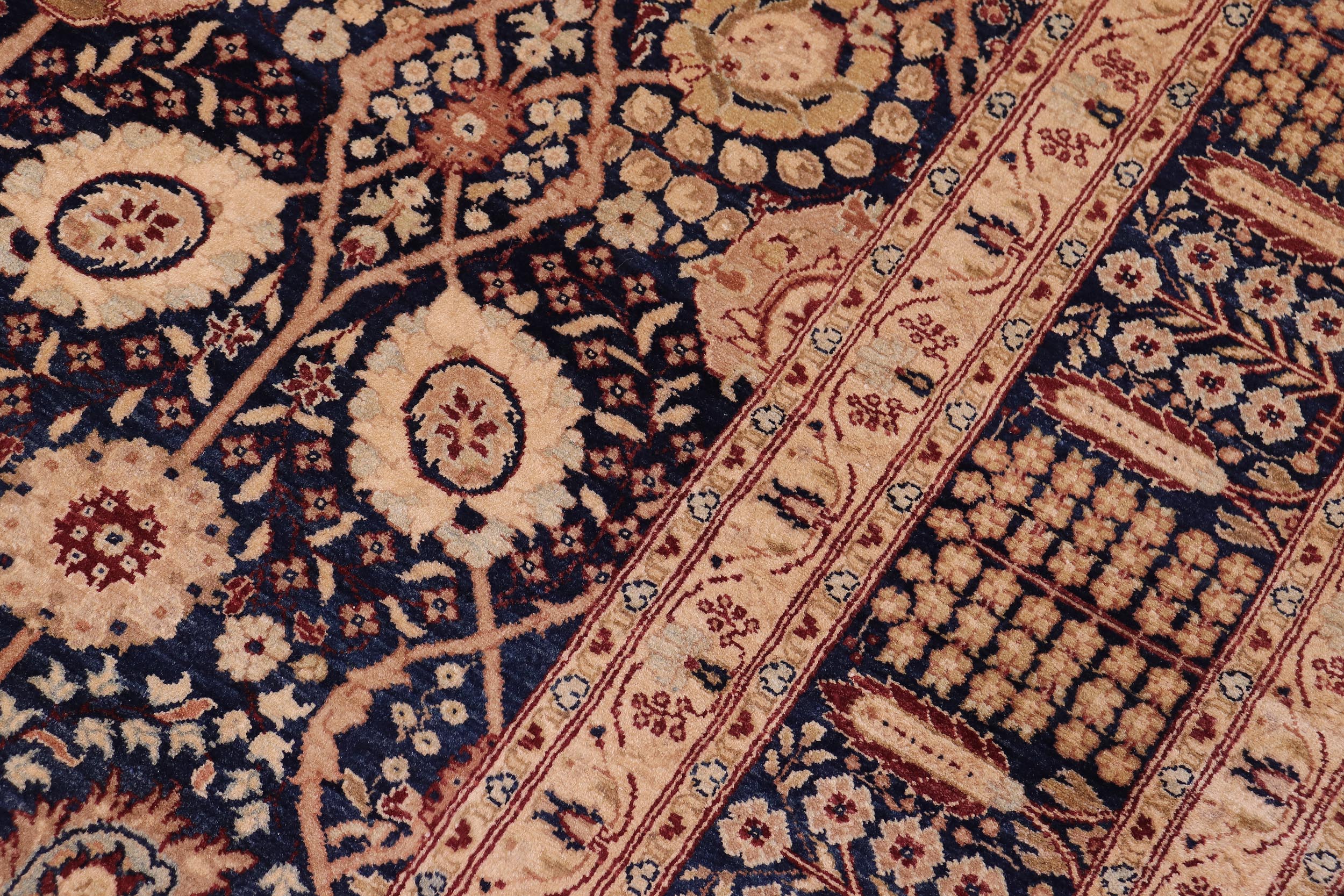 handmade Transitional Tabriz Blue Blue Hand Knotted RECTANGLE 100% WOOL area rug 6 x 9