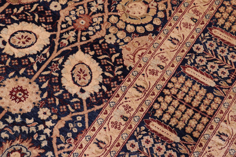 handmade Transitional Tabriz Blue Blue Hand Knotted RECTANGLE 100% WOOL area rug 6 x 9