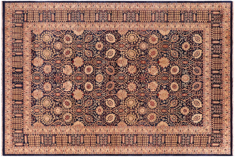 handmade Transitional Tabriz Blue Blue Hand Knotted RECTANGLE 100% WOOL area rug 6 x 9