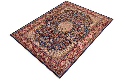 handmade Traditional Hussani Blue Aubergine Hand Knotted RECTANGLE 100% WOOL area rug 6 x 9