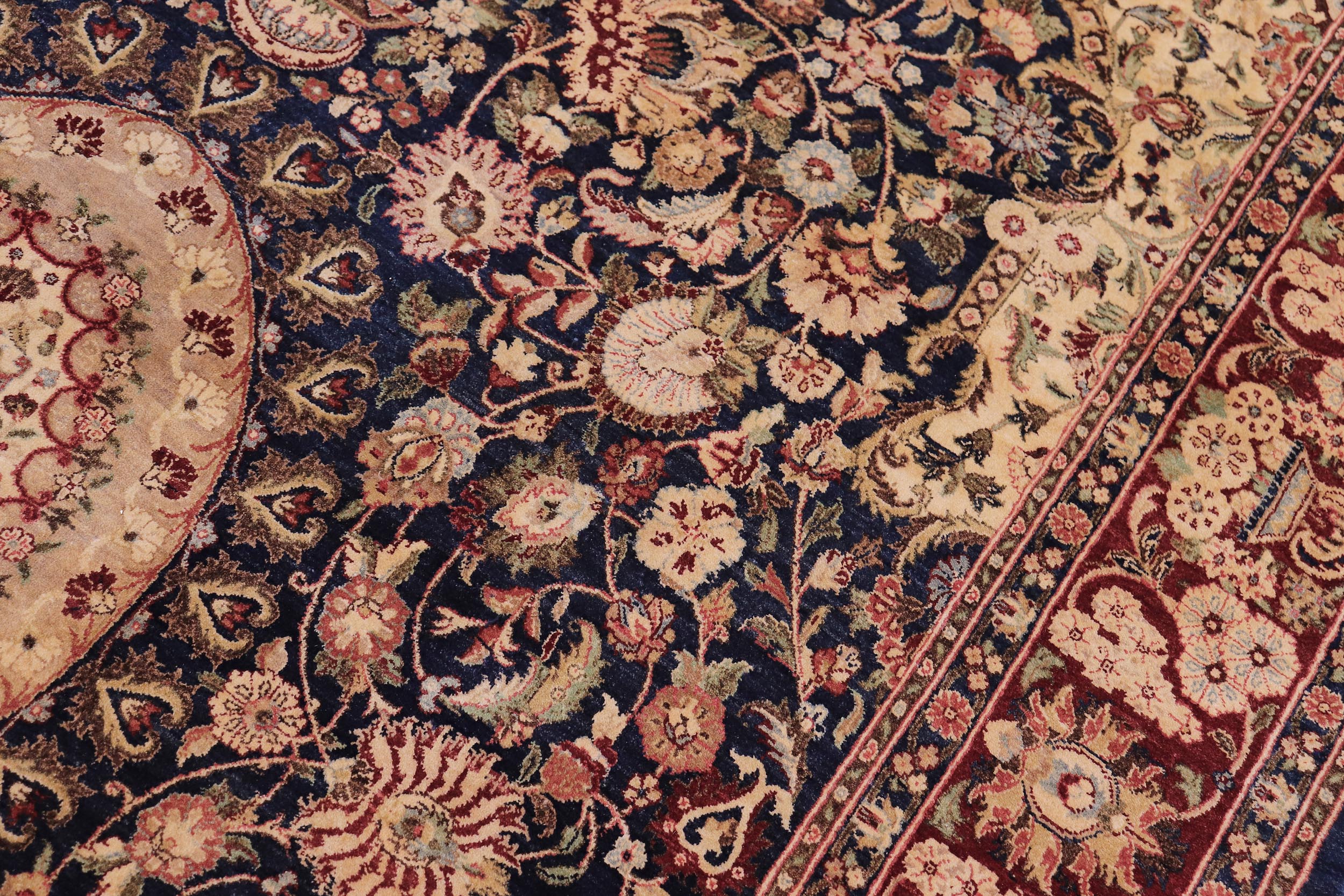 handmade Traditional Hussani Blue Aubergine Hand Knotted RECTANGLE 100% WOOL area rug 6 x 9