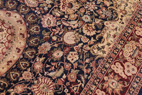 handmade Traditional Hussani Blue Aubergine Hand Knotted RECTANGLE 100% WOOL area rug 6 x 9