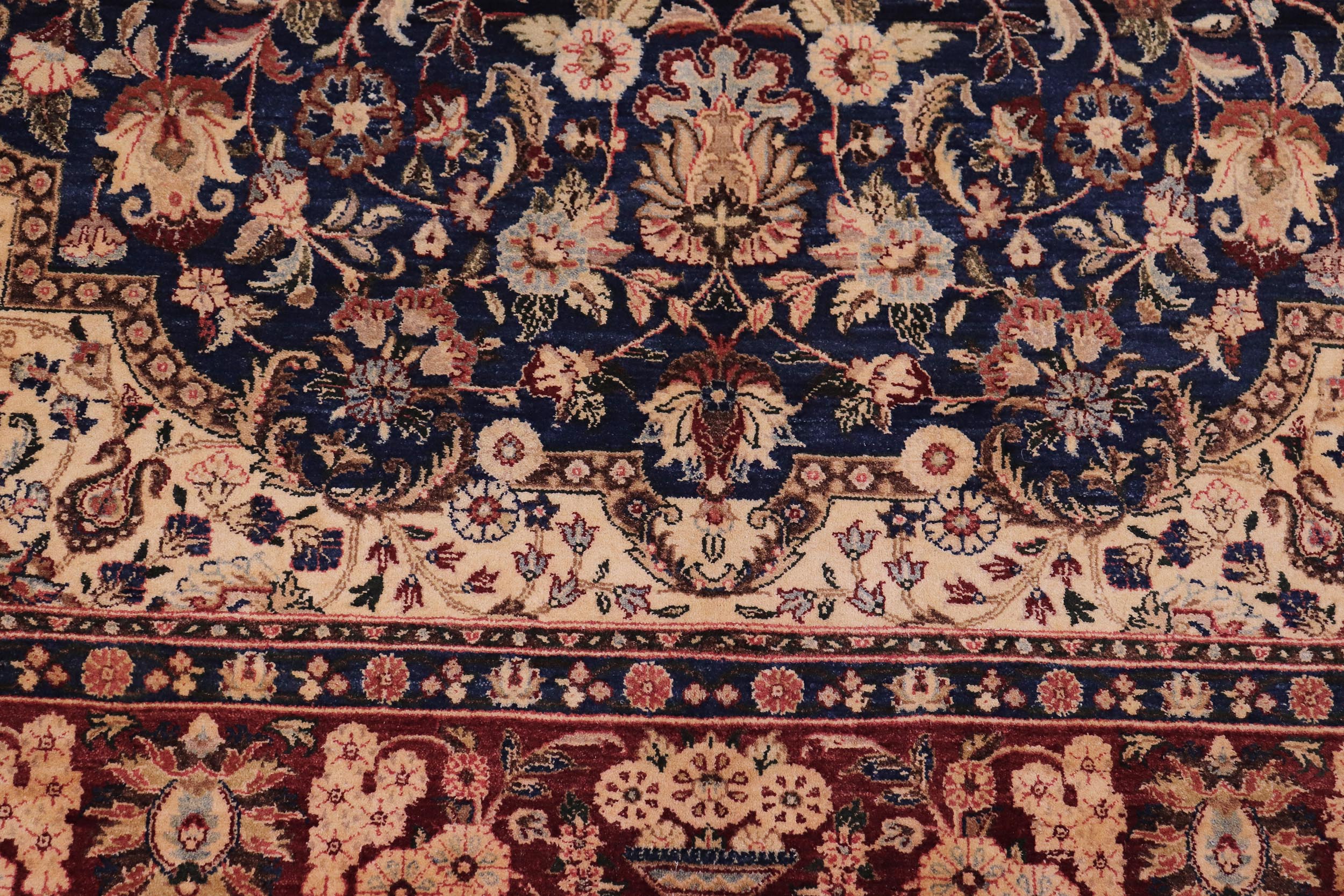 handmade Traditional Hussani Blue Aubergine Hand Knotted RECTANGLE 100% WOOL area rug 6 x 9