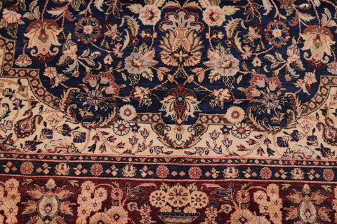 handmade Traditional Hussani Blue Aubergine Hand Knotted RECTANGLE 100% WOOL area rug 6 x 9