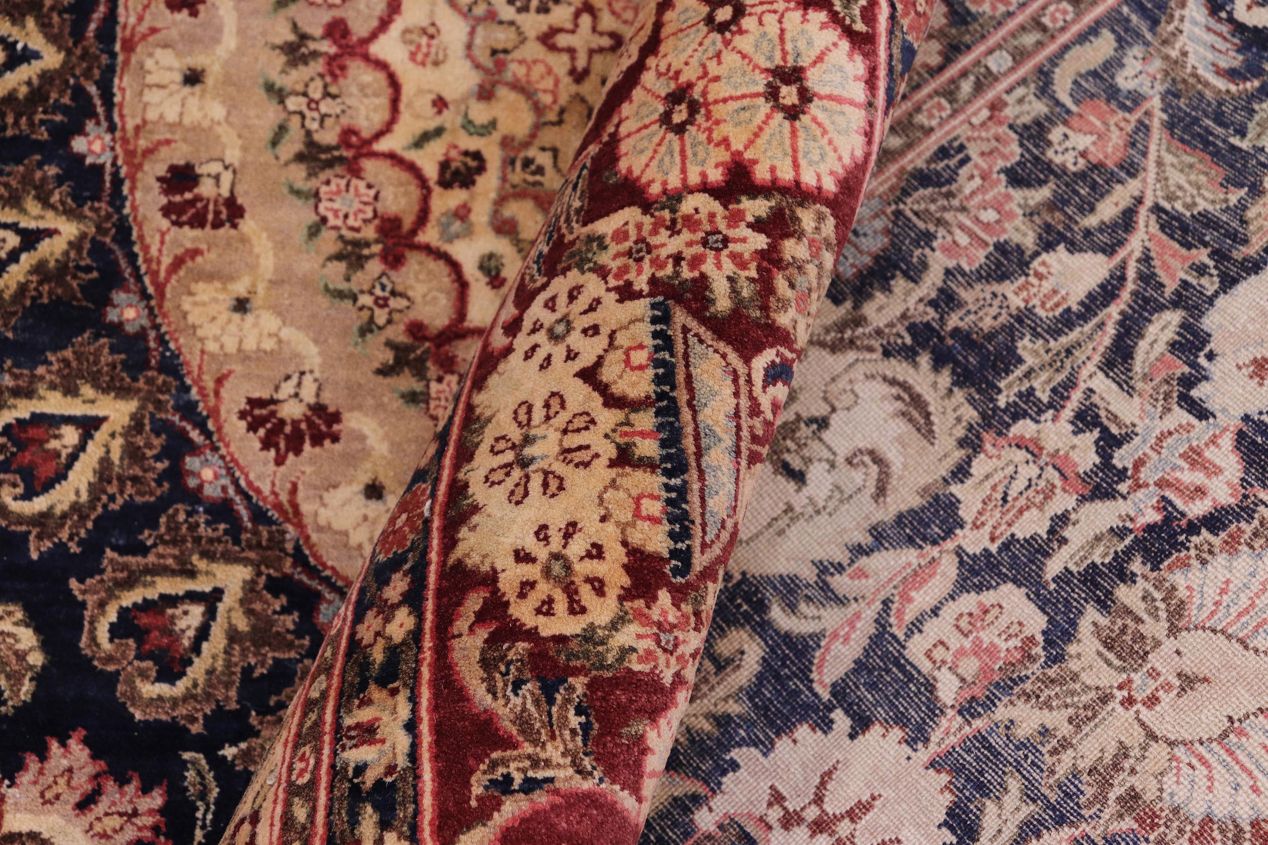 handmade Traditional Hussani Blue Aubergine Hand Knotted RECTANGLE 100% WOOL area rug 6 x 9