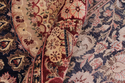 handmade Traditional Hussani Blue Aubergine Hand Knotted RECTANGLE 100% WOOL area rug 6 x 9