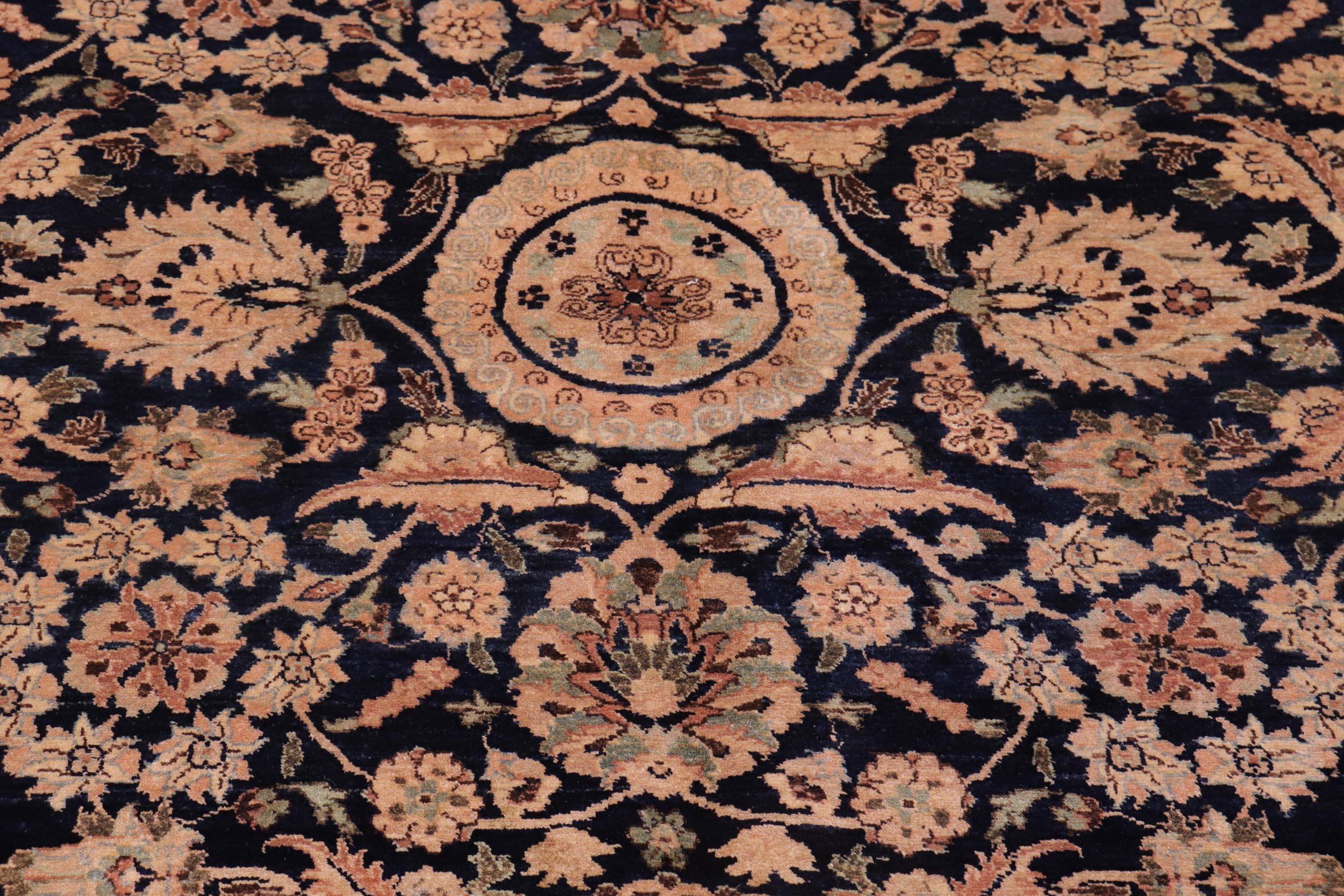 handmade Traditional Agra Tabriz Blue Tan Hand Knotted RECTANGLE 100% WOOL area rug 6 x 9
