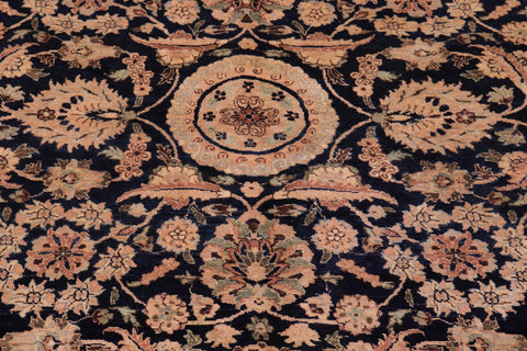 handmade Traditional Agra Tabriz Blue Tan Hand Knotted RECTANGLE 100% WOOL area rug 6 x 9
