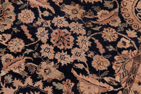 handmade Traditional Agra Tabriz Blue Tan Hand Knotted RECTANGLE 100% WOOL area rug 6 x 9