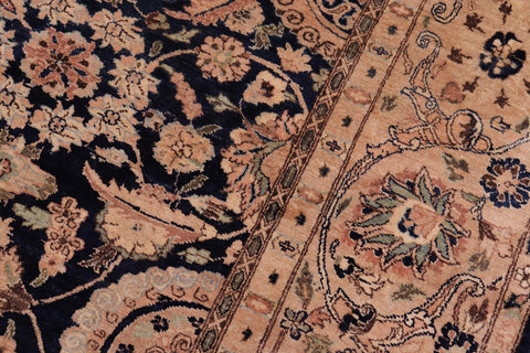 handmade Traditional Agra Tabriz Blue Tan Hand Knotted RECTANGLE 100% WOOL area rug 6 x 9