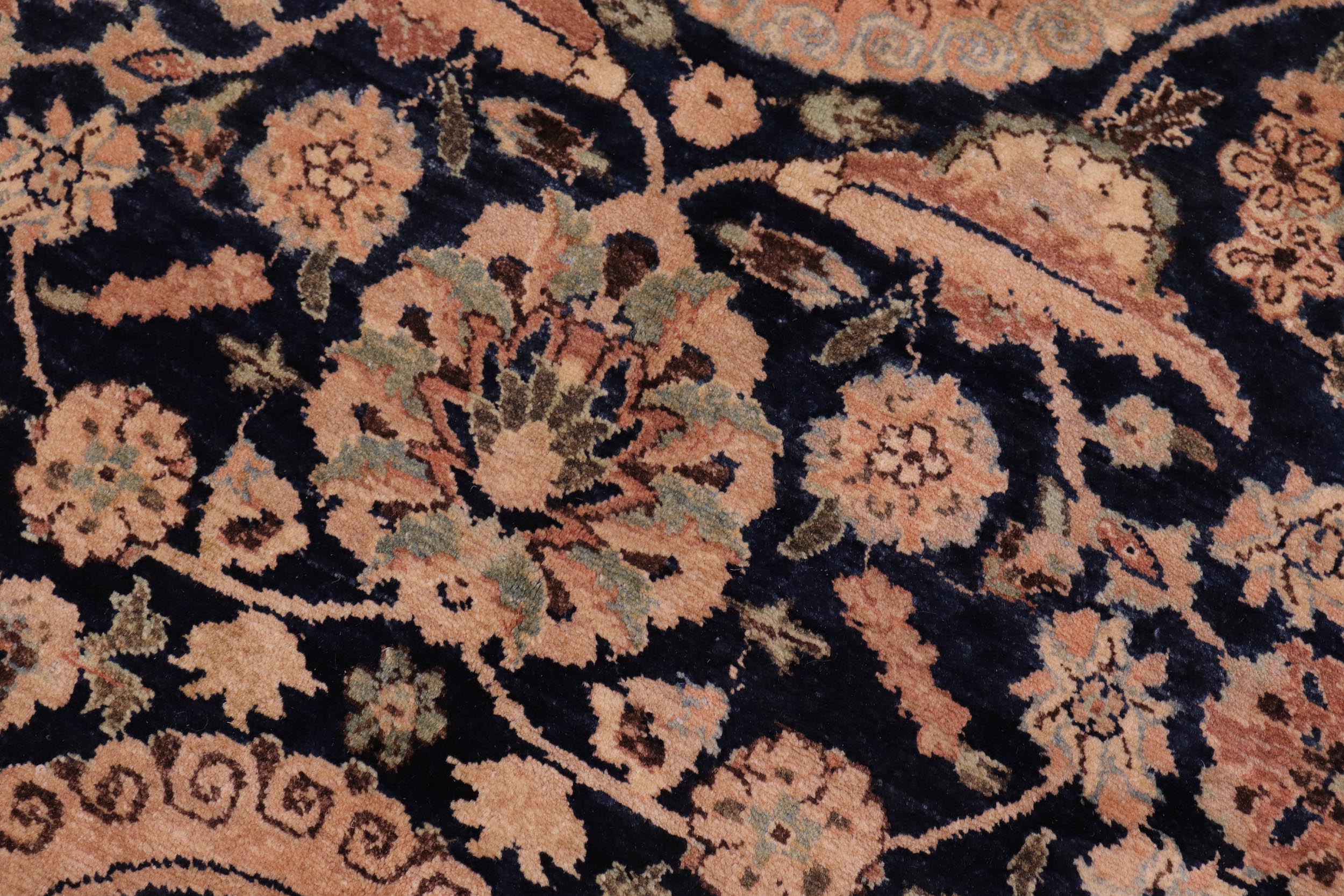 handmade Traditional Agra Tabriz Blue Tan Hand Knotted RECTANGLE 100% WOOL area rug 6 x 9