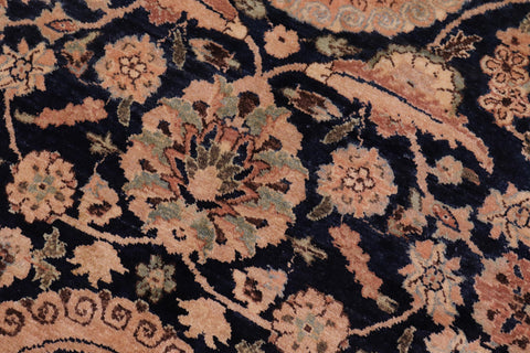 handmade Traditional Agra Tabriz Blue Tan Hand Knotted RECTANGLE 100% WOOL area rug 6 x 9