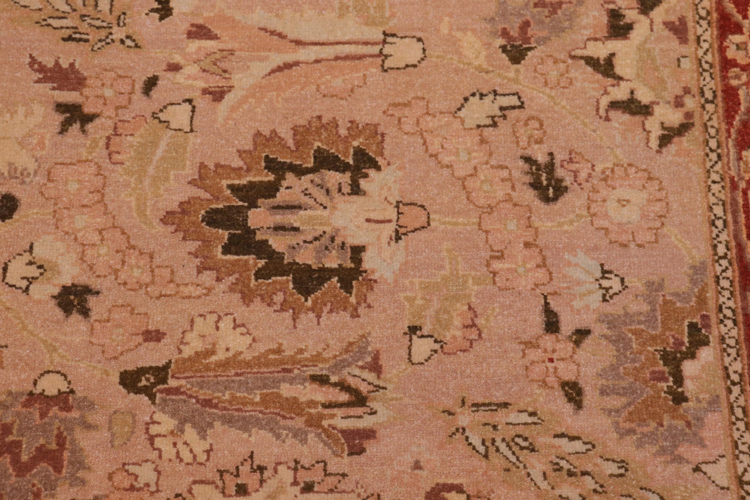 handmade Traditional Lahore Tan Lt. Green Hand Knotted RECTANGLE 100% WOOL area rug 6' x 9'