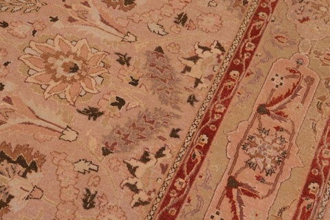handmade Traditional Lahore Tan Lt. Green Hand Knotted RECTANGLE 100% WOOL area rug 6' x 9'