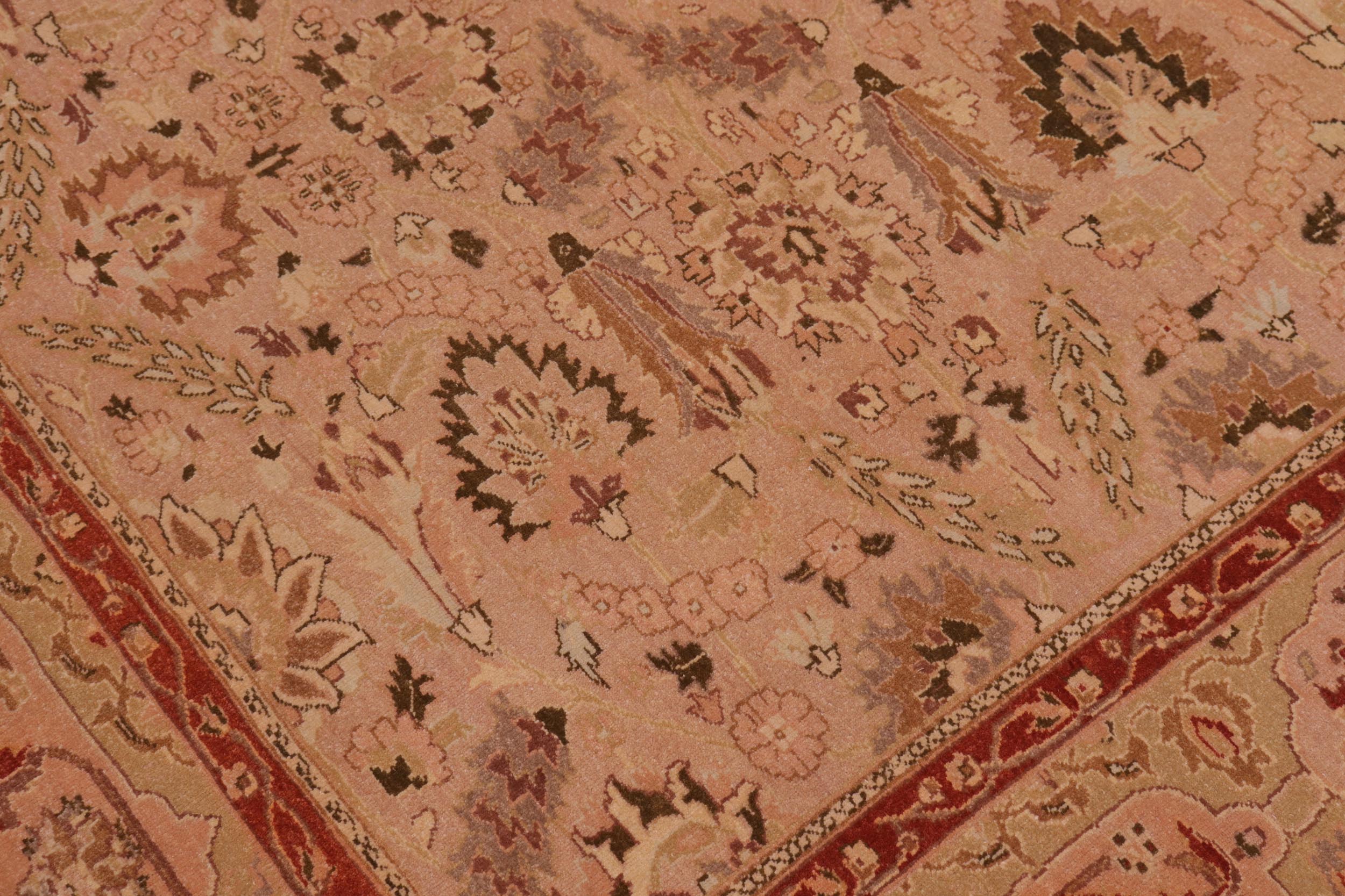 handmade Traditional Lahore Tan Lt. Green Hand Knotted RECTANGLE 100% WOOL area rug 6' x 9'